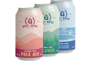 QUIET NOISE BREWING CO. Quiet Noise Brewing Alcohol Free Beer Variety Pack - 60 Calories Per 0% Alcohol Beer - Craft Lager, Pale Ale & Pilsner - Ireland's Non Alcoholic Craft Beer Brewery - 3x 330ml Non Alcoholic Beers