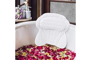 TWBEST Almohada de Baño,Cojín De Baño con 6 Ventosas,Almohada De Bañera|Las Mejores Almohadas De Bañera para La Cabeza Y Cuello por Tranquil Beauty|Almohada para SPA De Lujo para Soporte Lumbar