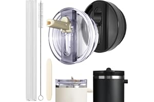 IBOPUXIU Pokrywka Szczelna, 2 sztuki zdejmowana pyłoszczelna pokrywka, Zapasowa pokrywka do kubków o pojemności 40 ml, 2 słomki do picia, 1 szczotka słomki i 1 narzędzie do demontażu