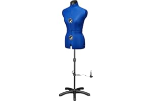 ‎DEUBL SCHNEIDERPUPPEN DEUBL SCHNEIDERPUPPEN Damen verstellbar "Majestique blue MULTI" (Gr.M/42-50) 8-teilig komplett einstellbar, 5-Bein Fuß, Rockabrunder, Rückenlängenverstellung, Schneiderbüste mit Beinansatz