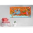 Tamatina Kerala Mural Art Canvas Painting for Home, Living Room, Hall | Vishnu Avatar| Size - 36X72 Inches