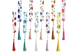 DNGH Segnalibro Fiori Resina con Nappa Segnalibro Trasparente per Bambini Adulti Lettori Insegnanti Studenti Marcatura Laterale