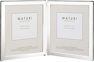 Maturi Posrebrzana podwójna ramka na zdjęcia - portret z płaską krawędzią, 10 x 15 cm