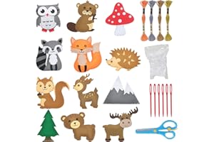 FINETOKNOW Nähset Kinder,12pcs Bastelset Kinder Bastelset Weihnachten Kinder Basteln Mädchen Waldtiere Filz Bastelsets Füllwatte für kuscheltiere DIY Handwerker Set für Kinder