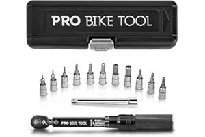 PRO BIKE TOOL Clé dynamométrique pour vélo et moto, entraînement 1/4" avec cliquet et rallonge, plage de mesure 2 à 20 Nm, outil de précision comprenant clé hexagonale hexagonale et embouts torx pour vélo de route,