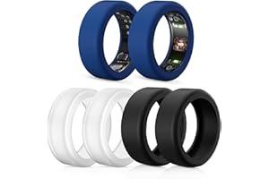 POLYJOY Lot de 6 anneaux protecteurs compatibles avec Oura Ring Gen 4/Oura Ring Gen 3/Samsung Galaxy RingConn2&1, protection anneau en silicone anti-chute, 2 noirs + 2 transparents + 2 bleus, M pour 11/12/13