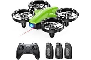 Tomzon A24 Mini Drone per Bambini e Principianti, Battle Drone Telecomandato con 3 Batterie 24 Min di Volo, Drone Giocattolo, Quadricottero RC con 360° Protezione, Modalità di Lancio/3D Flip, Verde