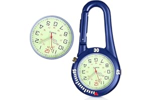 ERTLUTW Taschenuhr Mit Karabiner Befestigung Karabineruhr Taschenuhr mit Karabiner Leuchtendes Analog Quarz Uhr mit Zifferblatt für Ärzte Krankenschwestern, Unisex Taschenuhr für FOB-Armbanduhr (Blau)
