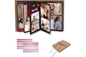 LUXORAIOVA Album Scrapbooking, 34 Pagine Album Fotografico Fai da Te, Album Fotografico a Fisarmonica con Copertina Rigida, Perfetto per Laurea, Compleanno, Anniversario e Regalo di Matrimonio(21 × 15cm)