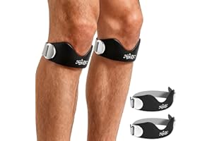 NewZC Genouillère Rotulienne Sport 2 Pièces Silicone Sangle de Maintien Genoux Attelle Genou Rotulienne Homme Femme - Réglable Bande de Soutien Rotulien pour Fitness Course Rando Basketball Football