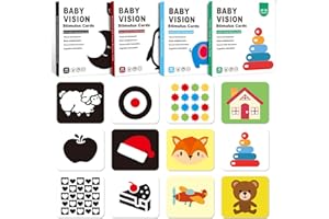 BoloShine 80 Pcs Livre Contraste Bébé Noir et Blanc 0-36 Mois, Carte Flash Contraste Élevé Conçues Colorée pour Jouets de Bébé Nouveau-Né Cartes de Stimulation Visuelle Cadeau Jouet 1 2 Ans