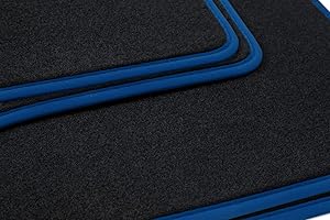 teileplus24 NL-100 Alfombrillas para VW Golf 4 Coche de Primera Calidad Costura Decorativa, Bordes:Azul
