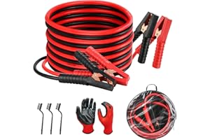 ANESTY Jump Leads Car Van Battery Jumper Cables, Heavy Duty 2000AMP 4 Meters Long Booster Cables for Jump Starting Petrol Diesel Car Battery with Gloves, Brushes and Bag