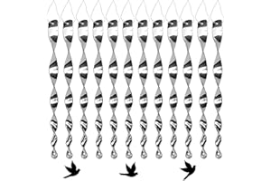 Shengruili 12 Pezzi Repellente per Uccelli Riflettente,Spirale Dispositivo Deterrente,Spirale del Vento Riflettente Argento,Evita Gli Uccelli in Casa e in Giardino