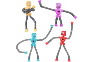 HATFRYF Fidget Toys for Kids Tubes Robot Toy, 4Pcs Stretchy Robot Tube Fidget Toy, Stretchy Toyss for Kids & Adults, Baby Sensory Toys for Autism, Bath Toyss Toddler Travel Toysss for Plane