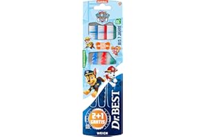 Dr.BEST Cepillo de dientes suave de la Patrulla Canina (2 unidades + 1 unidad), cerdas suaves y mango apto para niños