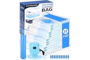 Cexovo Vakuumbeutel für Kleidung, 13 Stück(2 Jumbo,3 Groß,3 Mittelgroß,3 Klein), Vakuumbeutel für Bettdecken mit Elektrischer Pumpe und Handpumpe, Wiederverwendbar für Decken, Kissen, Reisen, Umzug