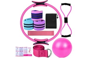 HoldOneLight Essential Pilates Workout Kit for Women – Includes Pilates Ring, 25cm Yoga Ball, Booty Bands & Figure-8 Resistance Band – Complete Home Pilates Equipment Set for Fitness Exercises