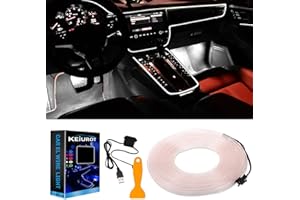 Keiurot El Wire Car LED Interior Strip Light USB Neon Wire White 5M/16Ft for Car Ambient Lighting Atmosphere Dashboard LED Light Strip Sewing Edge Decoration LED Wire Trim Lights Car