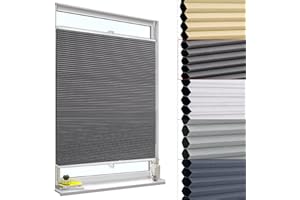 ‎WOLTU WOLTU Plissee ohne Bohren Klemmfix Wabenplissee Verdunkelung Thermo Jalousie Sonnenschutz und Sichtschutz Dunkelgrau 105x120cm Fenster Rollo für Innen & Tür