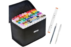 HanQix Marker Pen Set Dibujo rotulador Animación Boceto Marcadores Set de Doble Marcador de Punta para el Artista gráfico Manga marcadores de Cepillo (60)