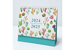 KNBG Calendario da scrivania, da Gennaio 2024 a dicembre 2025, mensile, agenda giornaliera, calendario da tavolo, calendario accademico per scuola, ufficio, casa, doppio filo, 21,8 x 17 cm