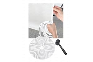 JHCHAN Universal Car Door Edge Protector w Hammer | Auto Anti-Scratch Edging Rubber Trim Stripe Guard | Weatherproof & Self-Installing (White,5M)
