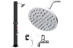 Inoamity Ducha Solar Jardín 35L - Temperatura Ajustable hasta 60°C, Rociador Giratorio 360° y Grifo de Pie - Duchas Piscina, Camping, Familiar