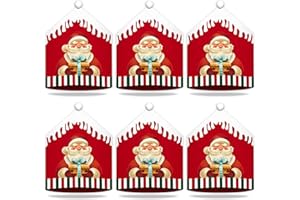 YELOUMISS Christmas Chair Covers Xmas Chair Covers Christmas Seat Covers Christmas Dining Chair Covers For Christmas party decoration Home,Kitchen,Dining Room Decor Santa Hat Chair Covers 6 Pack (Santa Claus)