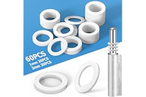 Fitschenringe Kunststoff Zimmertüren, Ancable 60 Stück Unterlegscheiben Türscharnier für Standard Zimmertüren Türblatt, 10,20mm x 15mm Montageringe Ohne Abriebspuren, 1mm 30PCS & 2mm 30PCS