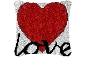 TSHIGO 42×42CM création de tapis et canvas,Kit Coussin au Point Noué,Kit Tapis Point Noué,Kit de Coussin avec Crochet à Loquet,Tapis Point Noué Kit