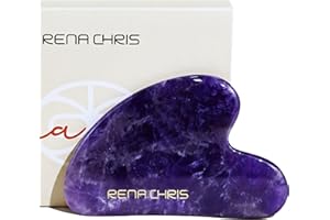 Rena Chris Gua Sha narzędzie do twarzy, naturalny kamień jadeitowy (fioletowy)