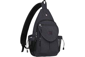 MOSISO Plecak Sling z płótna, plecak trekkingowy, z kieszenią antykradzieżową, unisex, Unbalance Crossbody, torba na ramię, podróżna, na zewnątrz, sportowy plecak dla mężczyzn / kobiet/nastolatków, kolor kosmiczny szary