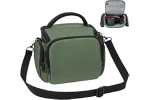 Ainiv Torba na Aparat Cyfrowy, Wodoodporne, Odporne na Wstrząsy Etui na Aparat Refleksyjny, Regulowany Pasek, Przenośna Pojedyncza Torba na Ramię Kompatybilna z Canon, Sony, Nikon, Zielony, Nowoczesny