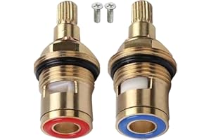 OTAIVE 2pcs Mixer Tap Cartridge Replacement 1/4 Turn Ceramic Tap Cartridge Valve Disc Replacement Parts Tap Glands 1/2" with Screws for Kitchen Bathroom Faucet Tap Hot & Cold