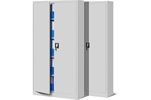 ‎JAN NOWAK Jan Nowak 2er Set Aktenschrank C001 Metallschrank Stahlschrank Werkzeugschrank Büroschrank Lagerschrank Universalschrank Pulverbeschichtung Flügeltüren 185 cm x 90 cm x 40 cm (grau/grau)