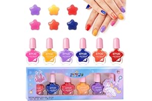 ETYJO Girls Nail Varnish Sets Kids - 6 Colors Non-Toxic Nail Polish Water-Based Childrens Nail Polish Sets, Peel-Off Kids Nail Polish Sets for Girls Toddlers Teens Gifts Kit