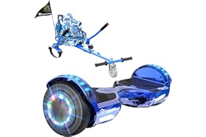 EVERCROSS Hover Board Kids, Hoverboards with Seat Attachment Hoverkart, 6.5" Self Balancing Scooters, Hoverboards Bluetooth with LED Lights, Ideal Hover Board for Kids Teenagers Adults