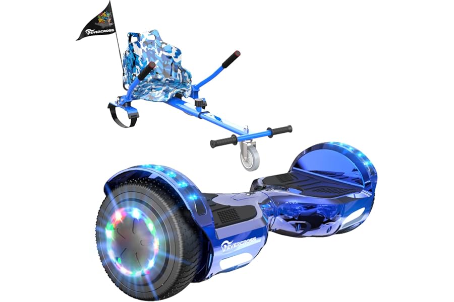 EVERCROSS Hover Board Kids, Hoverboards with Seat Attachment Hoverkart, 6.5" Self Balancing Scooters, Hoverboards Bluetooth with LED Lights, Ideal Hover Board for Kids Teenagers Adults