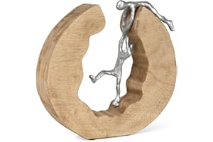 ‎MORITZ Moritz Skulptur Teamwork Teamarbeit 29 x 28 cm I Mangoholz Holz Deko Figur I Wohnzimmer Dekoration I Tisch Deko I Skulpturen Deko Modern