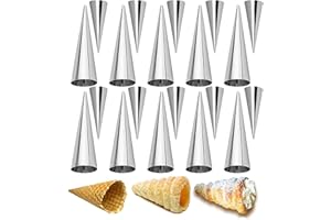 JasCherry 20 Pièces Moules & Cornets Crème à Pâtisserie en Acier Inoxydable - Taille Petite & Grande Cône Spirale pour Cuisine Cannoli, Croissant, Crème Glacée