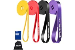 TOMSHOO Bande di Resistenza, Bande Elastiche Fitness Set in Lattice Naturale, Resistance Band Allenamento Della forza Fitness Stretching per Uomini e Donne