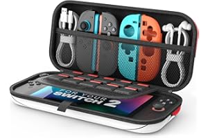 MoKo Étui pour Nintendo Switch 2 (2025), Housse Rigide de Protection avec 10 Cartouches de Jeux, Pochette de Transport Boîtier für Switch 2 2025 et Accessoires, Boule Rouge