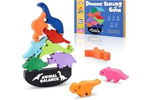 DejaNard Dinosaurier-Stapelspielzeug aus Holz, Montessori Spielzeug & Weihnachts-Geschenke für Kinder