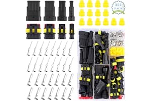 TICEED 352 Stück Wasserdichte KFZ Kabel Steckverbinder Auto Wasserdichte Steckverbinder 1/2/3/4 Pin KFZ Stecker und Buchsen Elektrische Anschlüsse Kabel für Motorräder Auto Boots LKW mit 1 Aufbewahrungsbox