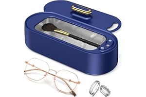 Onherm Nettoyeur à ultrasons 380ml Nettoyeur de Lunettes avec 2 Modes Nettoyeur à ultrasons Portable 45000Hz Nettoyeur à ultrasons pour Lunettes Bijoux Montres Dentiers Monnaies