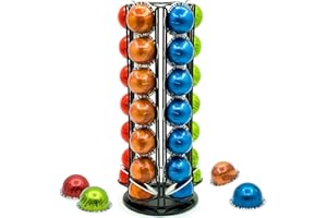 MOLEDINO Porte Rangement Capsule Compatible avec Nespresso Vertuo (35 x Capsules),Range Support Distributeur Capsules 360° Rotatif pour Dosette Nespresso Vertuoline de Café (Noir)