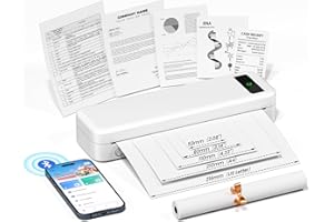TATTMUSE Stampante Portatile A4, Stampante Termica Compatibile con iPhone Cellulare/iPad/Laptop/PC, iOS/Android Smartphone via Wireless Bluetooth, Mac/Windows via USB, Stampa in Nero e Bianco Senza Inchiostro