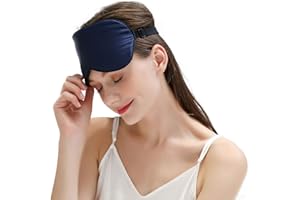 ZIMASILK 100% Seide Schlafbrille leicht - verstellbare Augenbinde für Reise und Zuhause Schlafen -Reine Maulbeerseide Atmungsaktiv Augenmaske mit Samtbeutel(Marineblau)