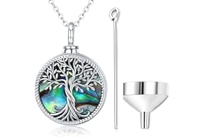Odinstone Collar para cenizas de plata de ley S925, Colgante Cenizas Árbol de la vida Joyería cremación conmemorativas para mujeres medallón conmemorativo con kit de relleno